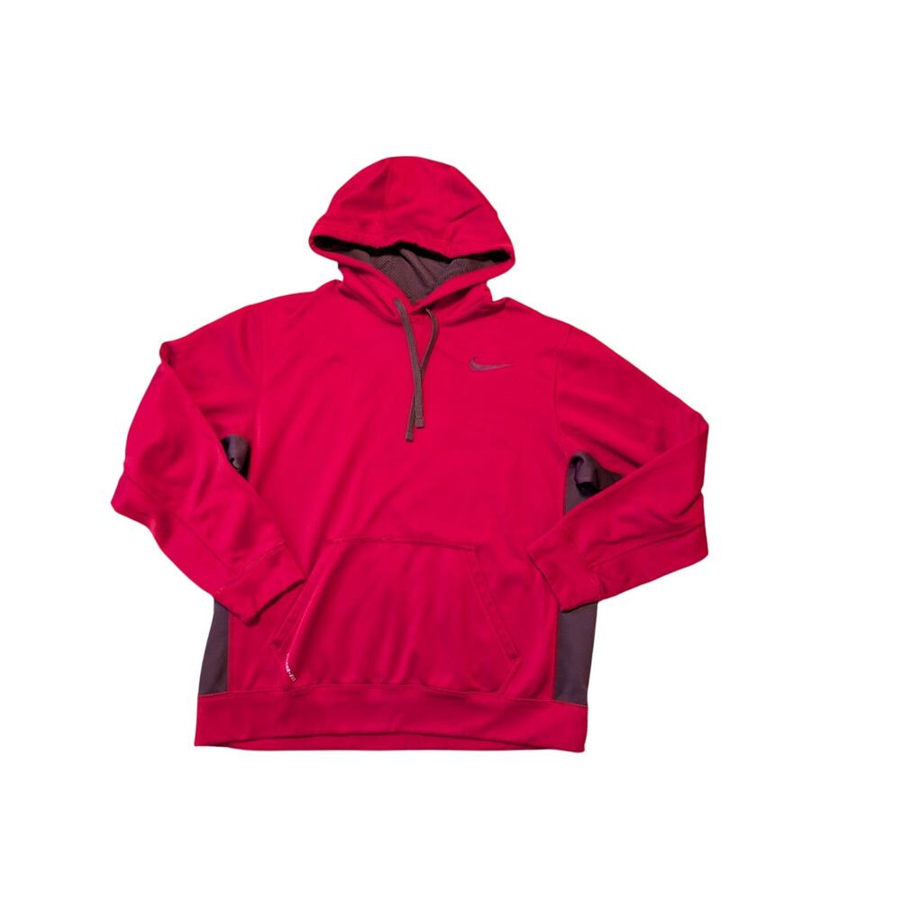 Nike Therma-FIT Men's Red Pullover Hoodie Swoosh Athletic Sweatshirt Size Large